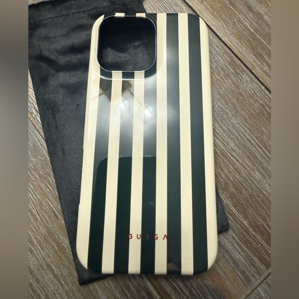 Brand NWT Burga Black and Cream Striped iPhone 16 ProMax Phone Case